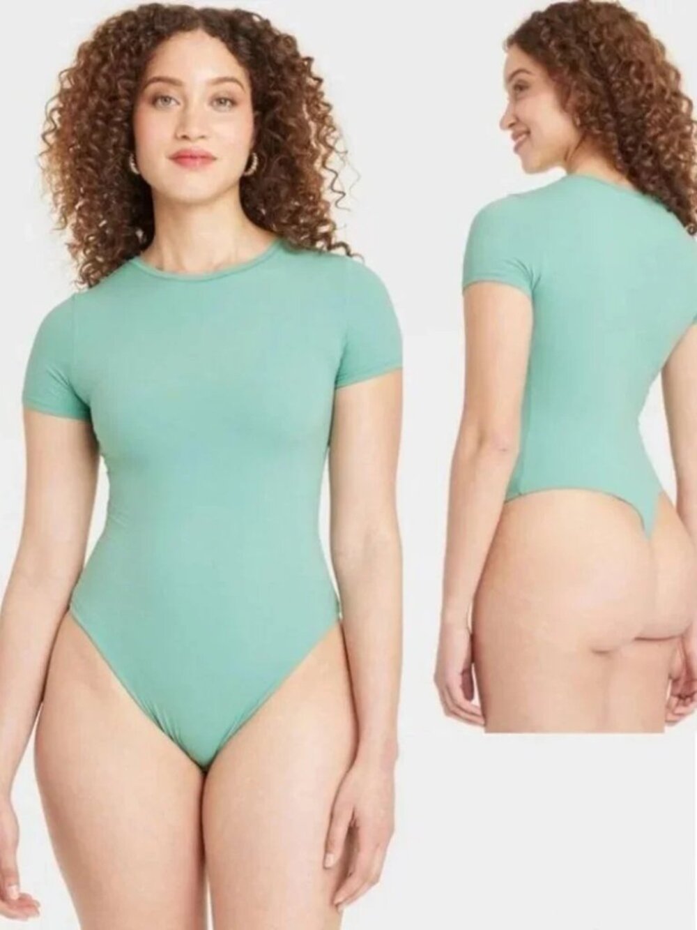 NWT Auden Women's L Green Luxury Collection 4-Way Stretch Long Sleeve Bodysuit